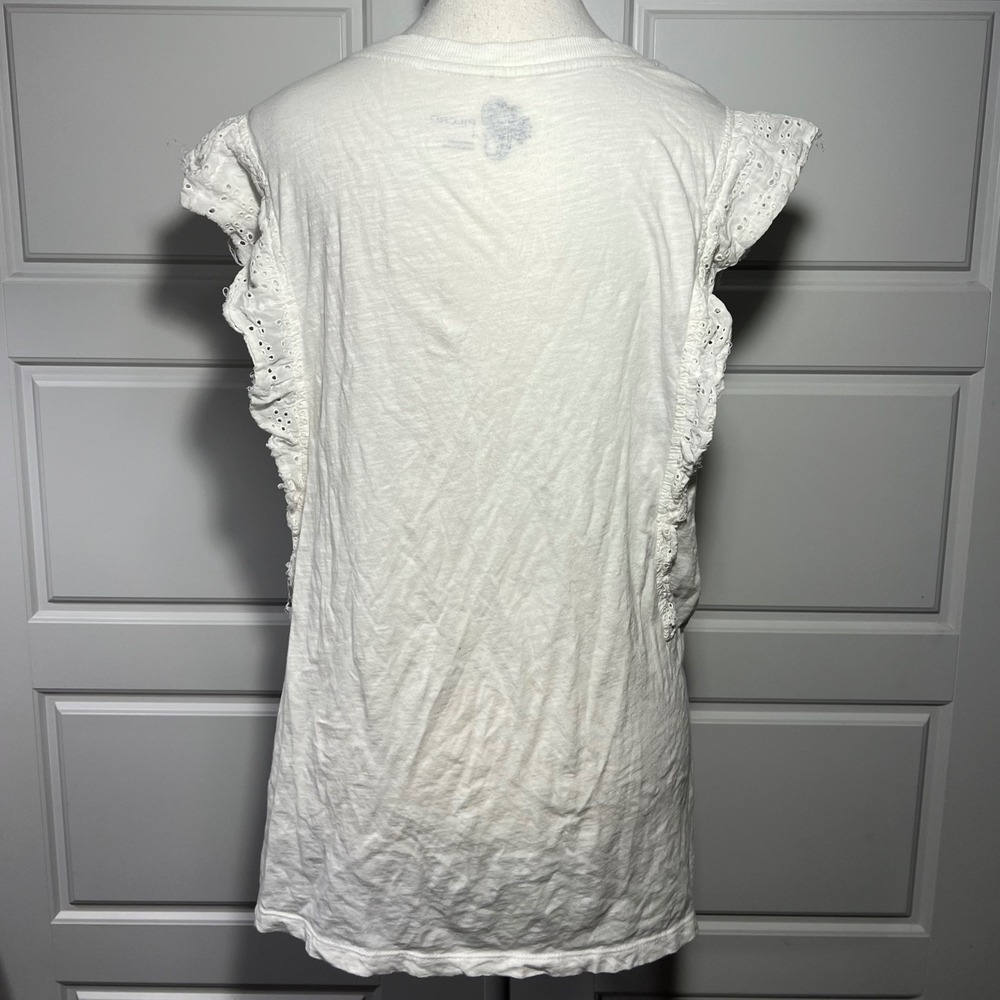 Anthropologie PILCRO White Cotton Eyelet Lace Ruffle Sleeve Top Shirt Small - Picture 3 of 8